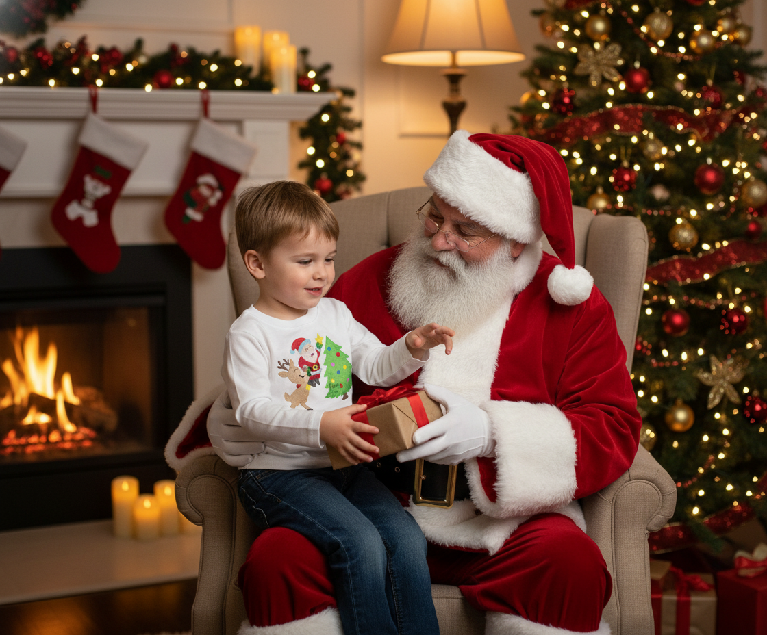 Santa with Reindeer tee