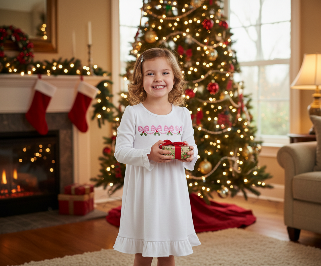 Bow Holly Christmas Dress