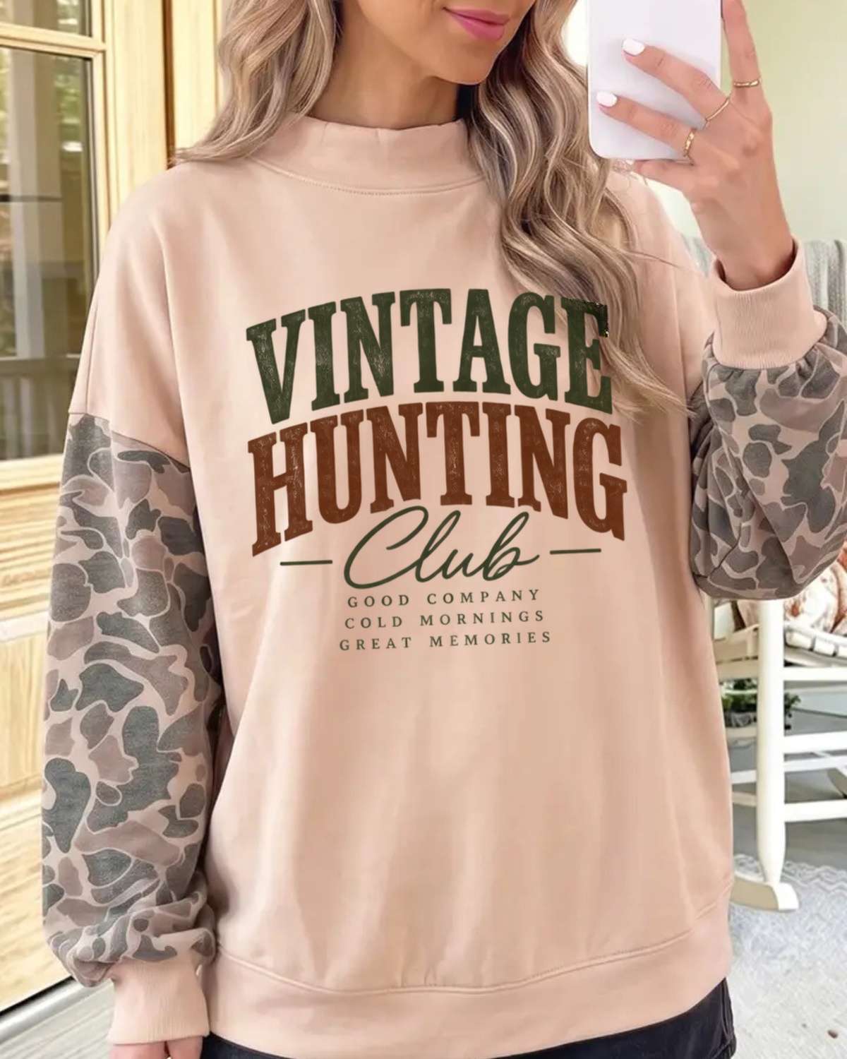 Two tone Camo Mockneck