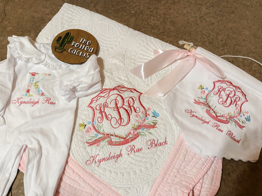 Custom Baby Quilt 3 pc Set