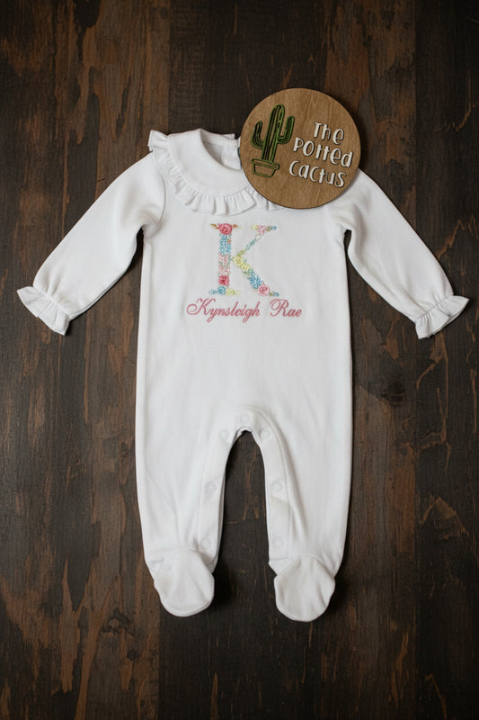 Ruffle Preppy Footed Romper