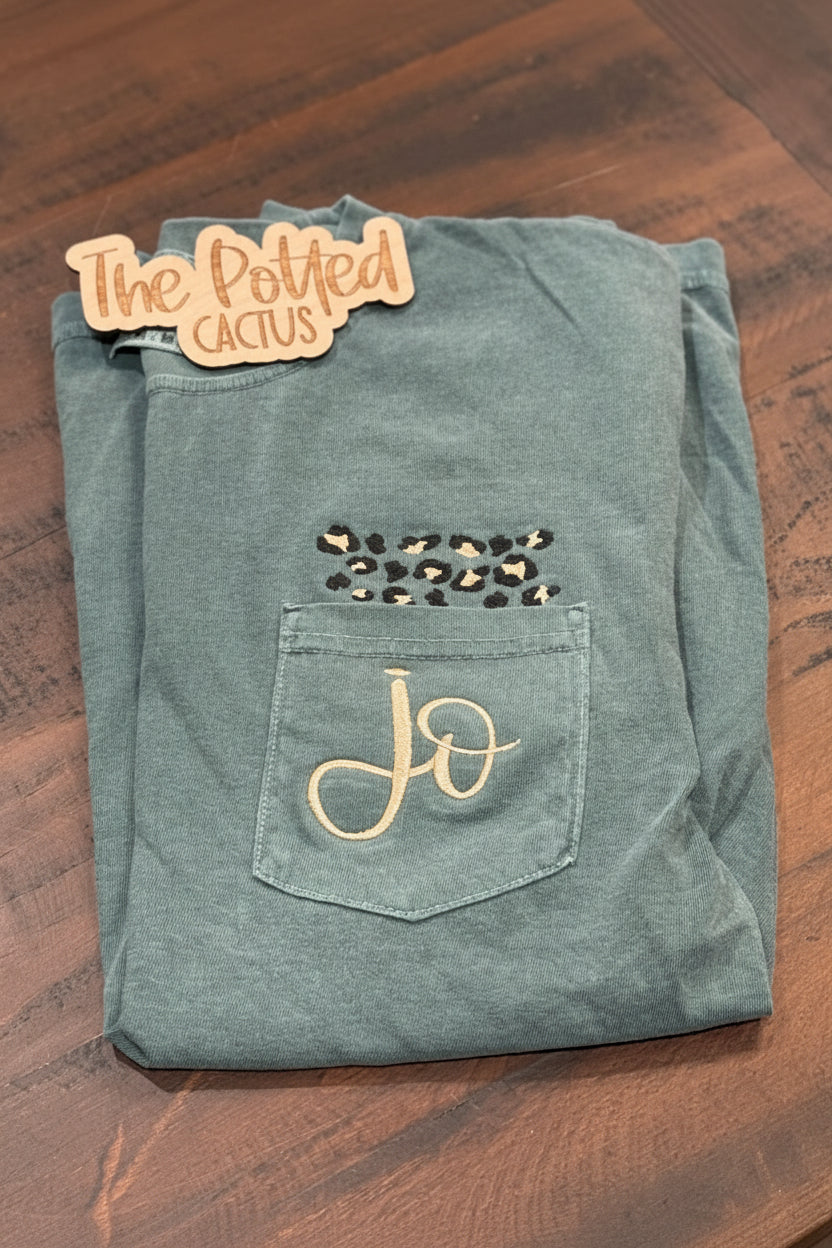 Leopard Monogram Pocket Tee