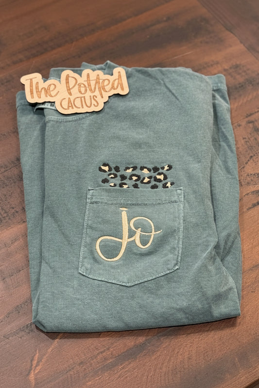 Leopard Monogram Pocket Tee
