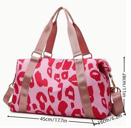Monogrammed Leopard Duffle Bag