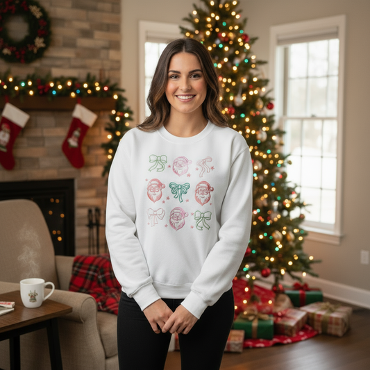 Santa Bows Embroidered Sweatshirt