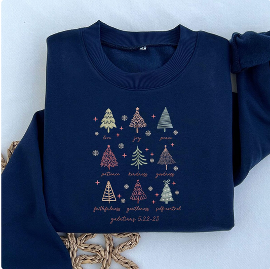 Christmas Fruit of the Spirit embroidered Sweatshirt