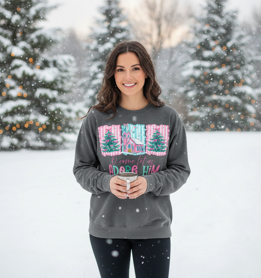 Oh Come let Us Adore Him Graphic Sweatshirt