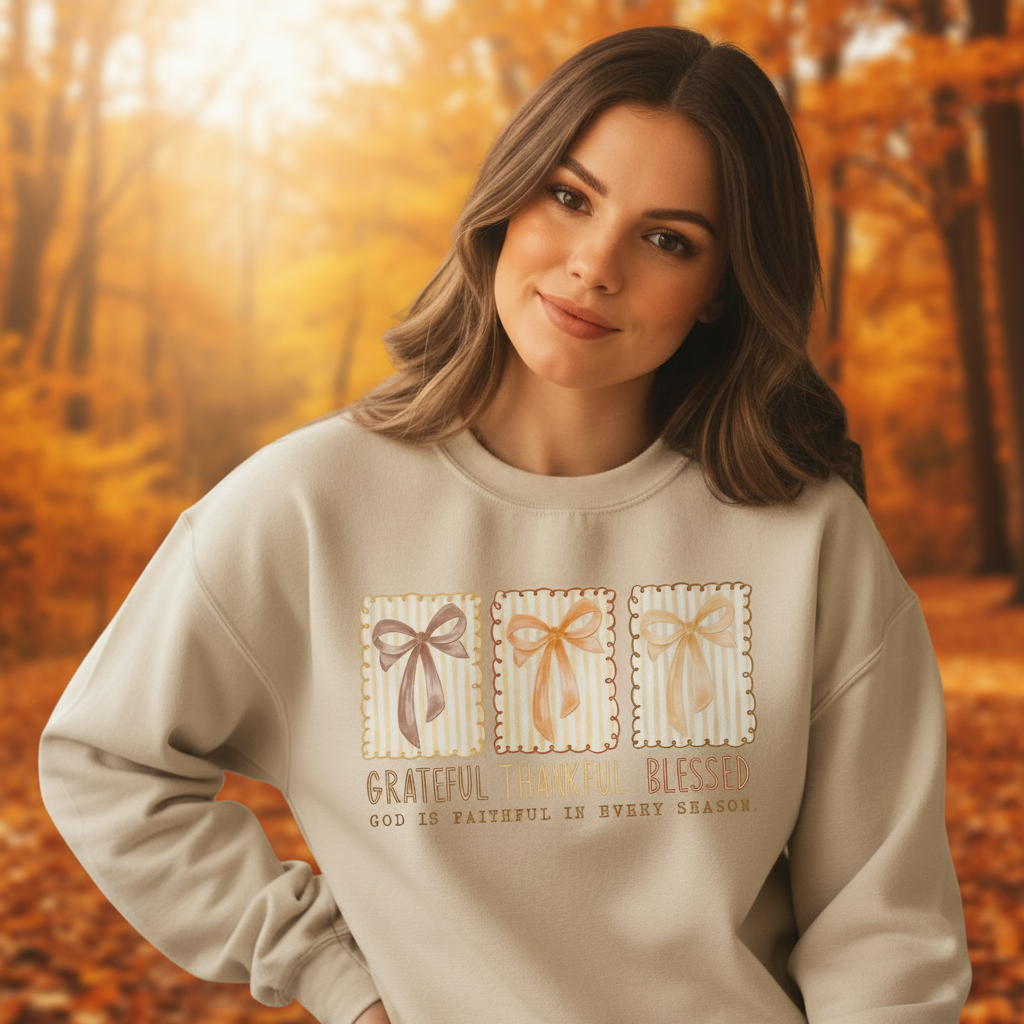 Grateful, Thankful, Blessed graphic sweatshirt
