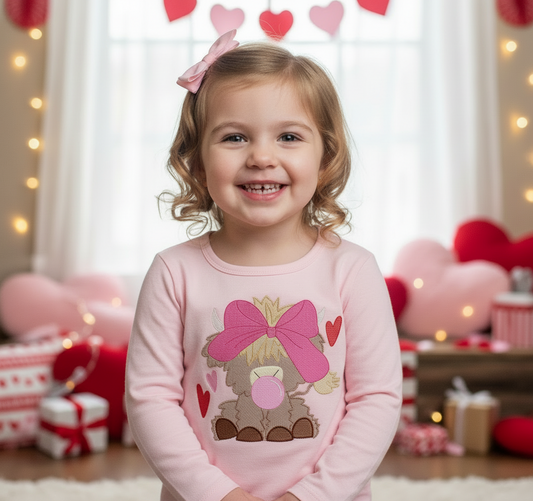 Valentine Highland cow girls Shirt