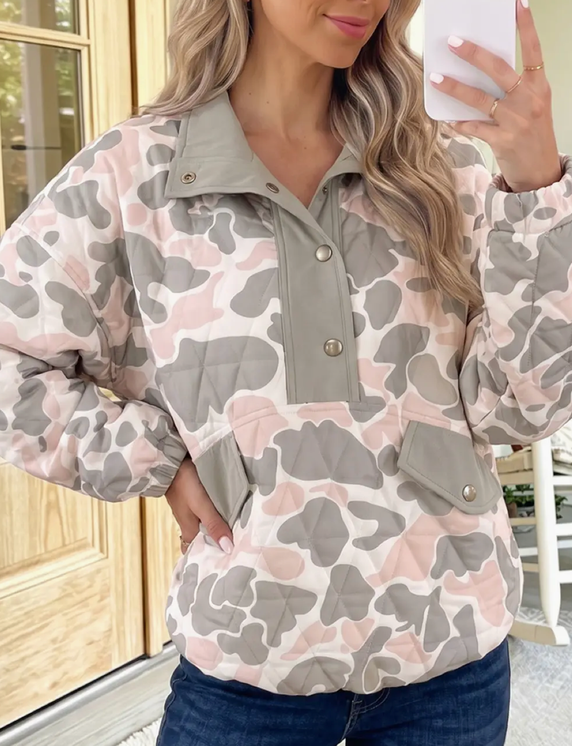 Quilted Camo Pullover